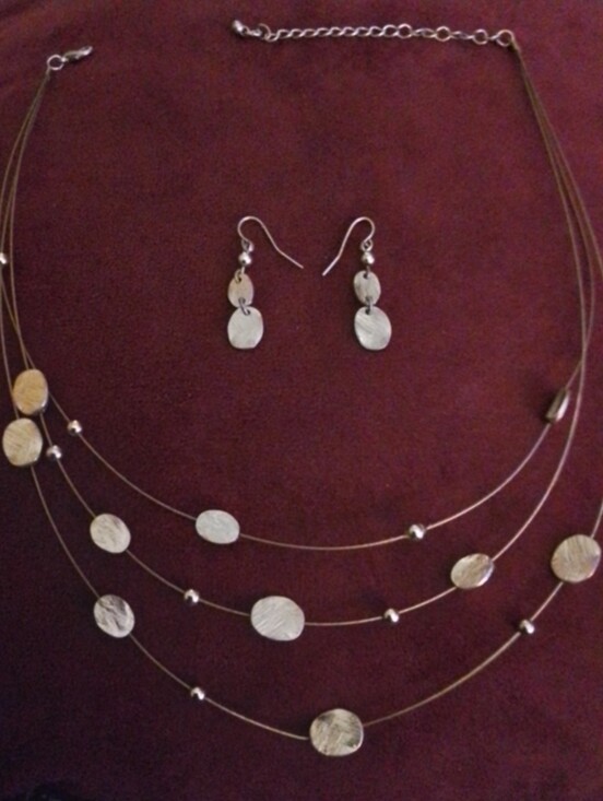Jewelry - Elegant Multi-Strand Gold Disc Necklace and Earring Set - Women Jewelry